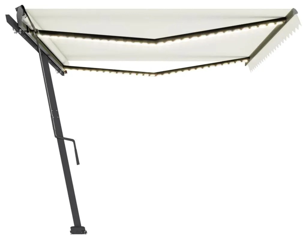 Toldo retrátil manual com LED 500x300 cm cor creme