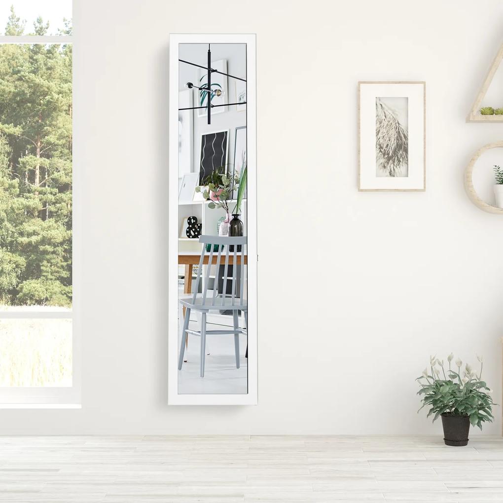 Espelho de pé ou parede com moldura de madeira para a entrada da sala de estar do quarto 37 x 50 x 155 cm Branco