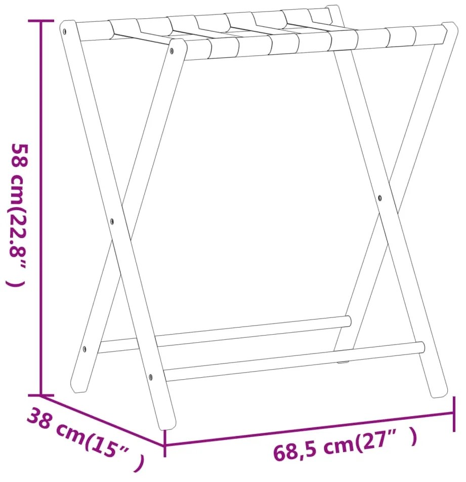 Suporte de bagagem 68,5x38x58 cm bambu