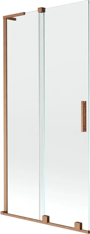 Mexen Velar L parede de chuveiro de 2 painéis deslizantes 90 x 150 cm, transparente, cobre escovado - 896-090-003-01-65