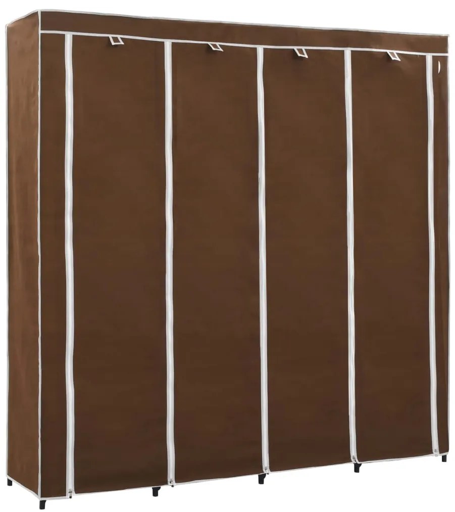 Roupeiro com 4 compartimentos 175x45x170 cm castanho