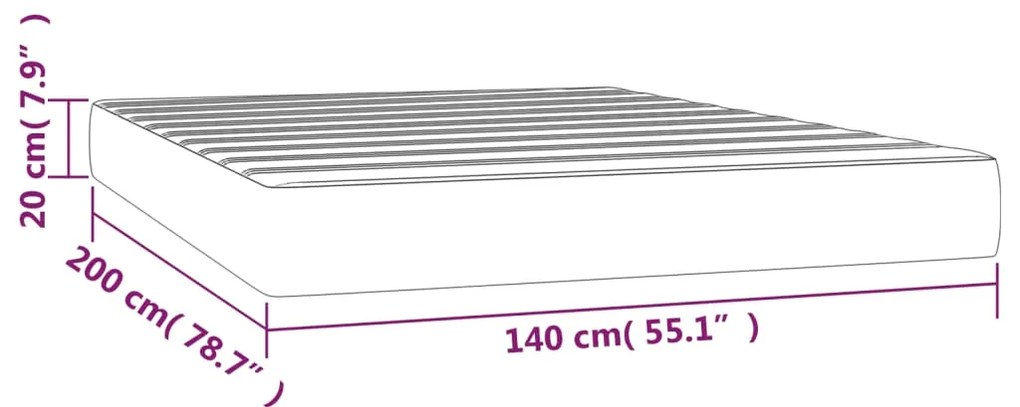 Colchão de molas ensacadas 140x200x20 cm couro artificial creme