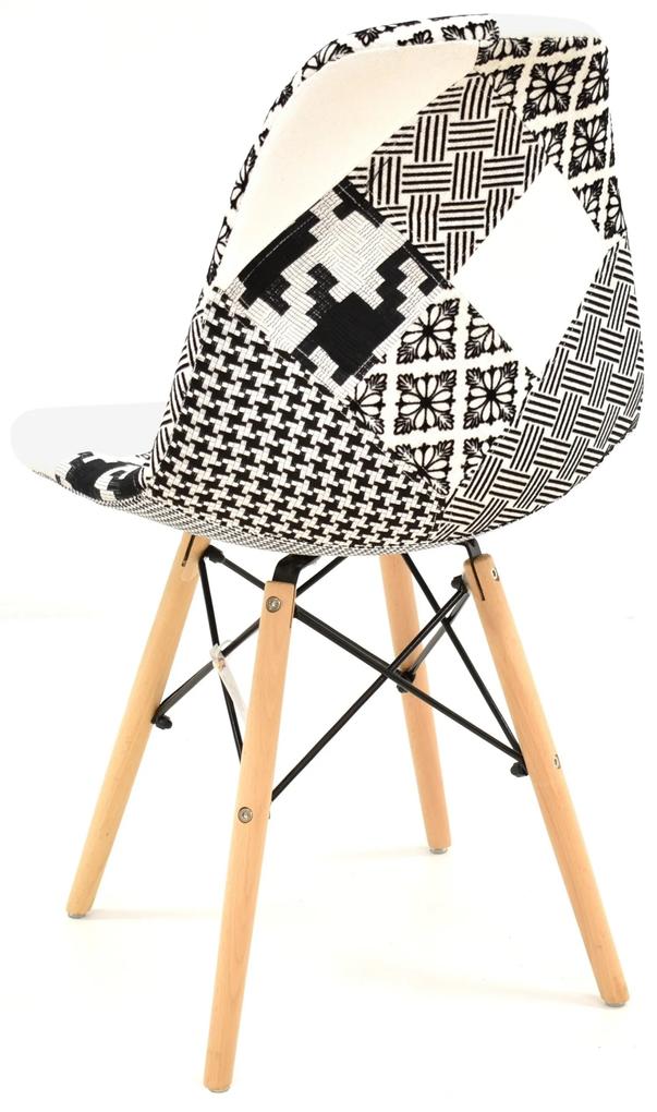 Conjunto 4 Cadeiras TOWER, madeira, tecido patchwork combi bgn