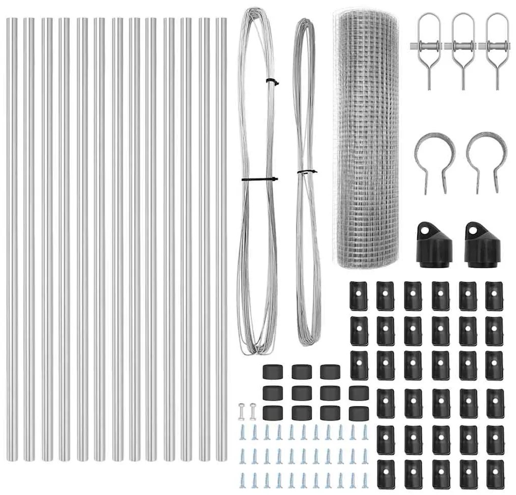 Conjunto de Poste de Cerca Conjunto de 2 Aço galvanizado 25 x 0.5 m