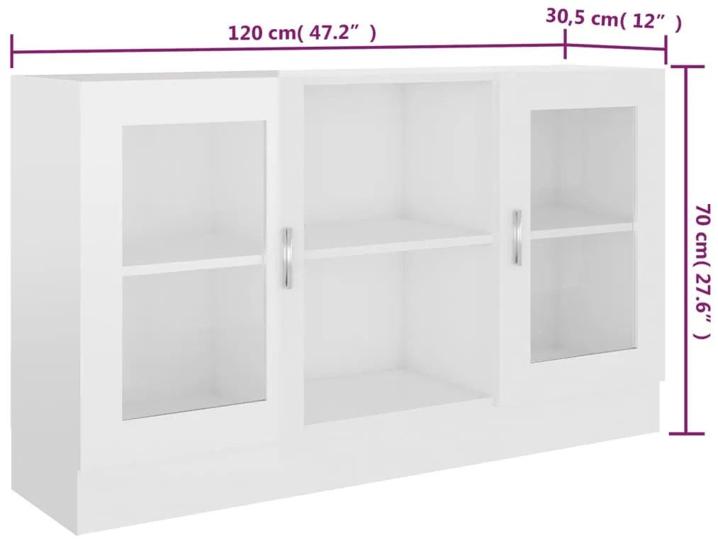 Armário vitrine derivados de madeira branco brilhante