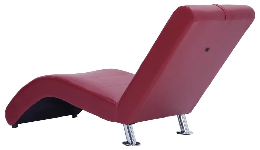 Chaise longue com almofada couro artificial vermelho tinto