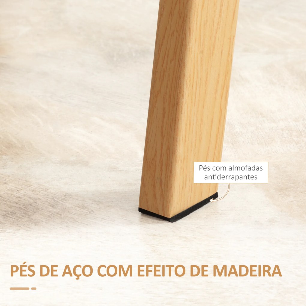 HOMCOM Mesa de Jantar para 4 Pessoas Mesa de Cozinha Moderna com Bancada de Vidro Temperado e Pés de Aço com Efeito de Madeira para Sala de Jantar 120x60x76cm Transparente e Madeira