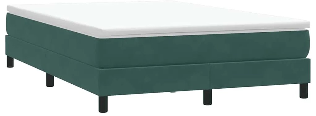 Box Cama primavera com Colchão Verde Escuro 140x210 cm Veludo
