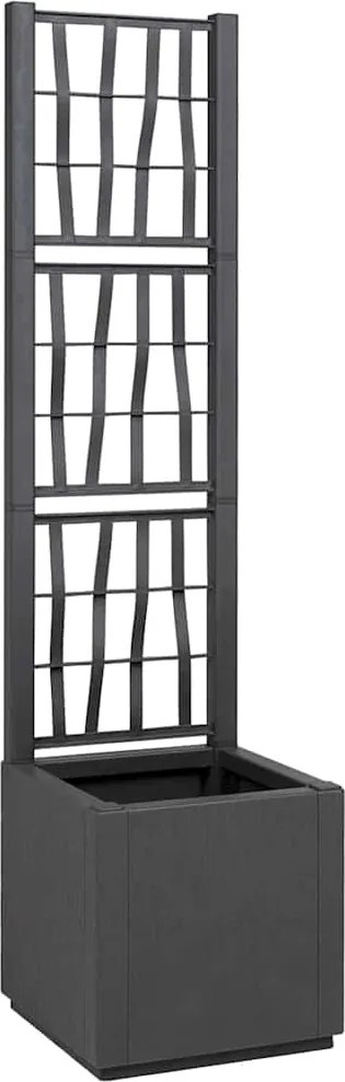 vidaXL Caixa de Flores Cinza Escuro 36 x 36 x 140 cm Plástico