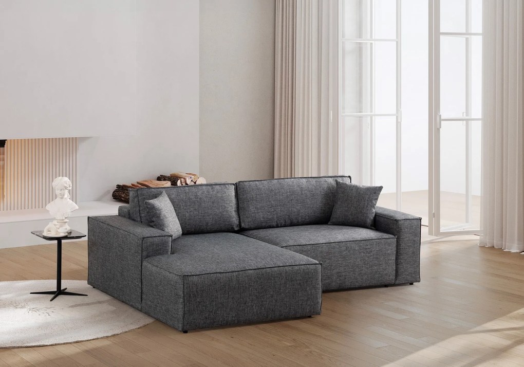 Sofá-Cama de Canto Pırlo – Cinzento Escuro – 260x78x170 cm