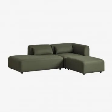 Sofá Modular De Canto Em 2 Peças Com Chaise Longue À Esquerda E Puff Fogler Tecido Pele De Borrego Amarelo Curri - Sklum