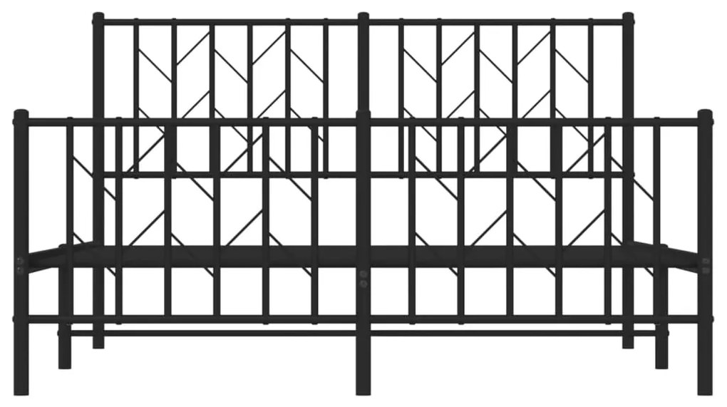 Estrutura de cama com cabeceira e pés 135x190 cm metal preto