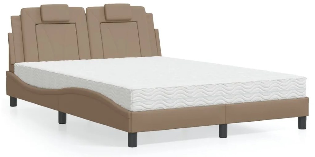 Cama com colchão 140x200 cm couro artificial cappuccino