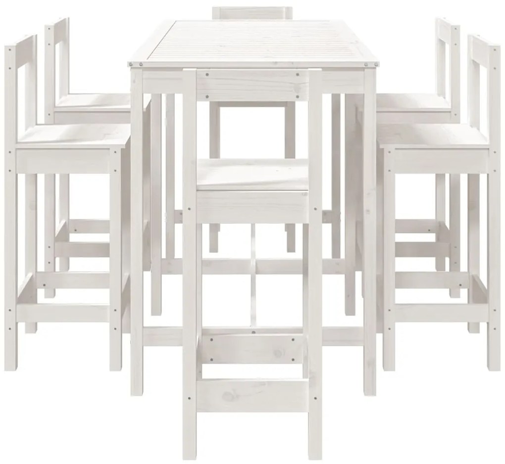 7 pcs conjunto de bar para jardim pinho maciço branco