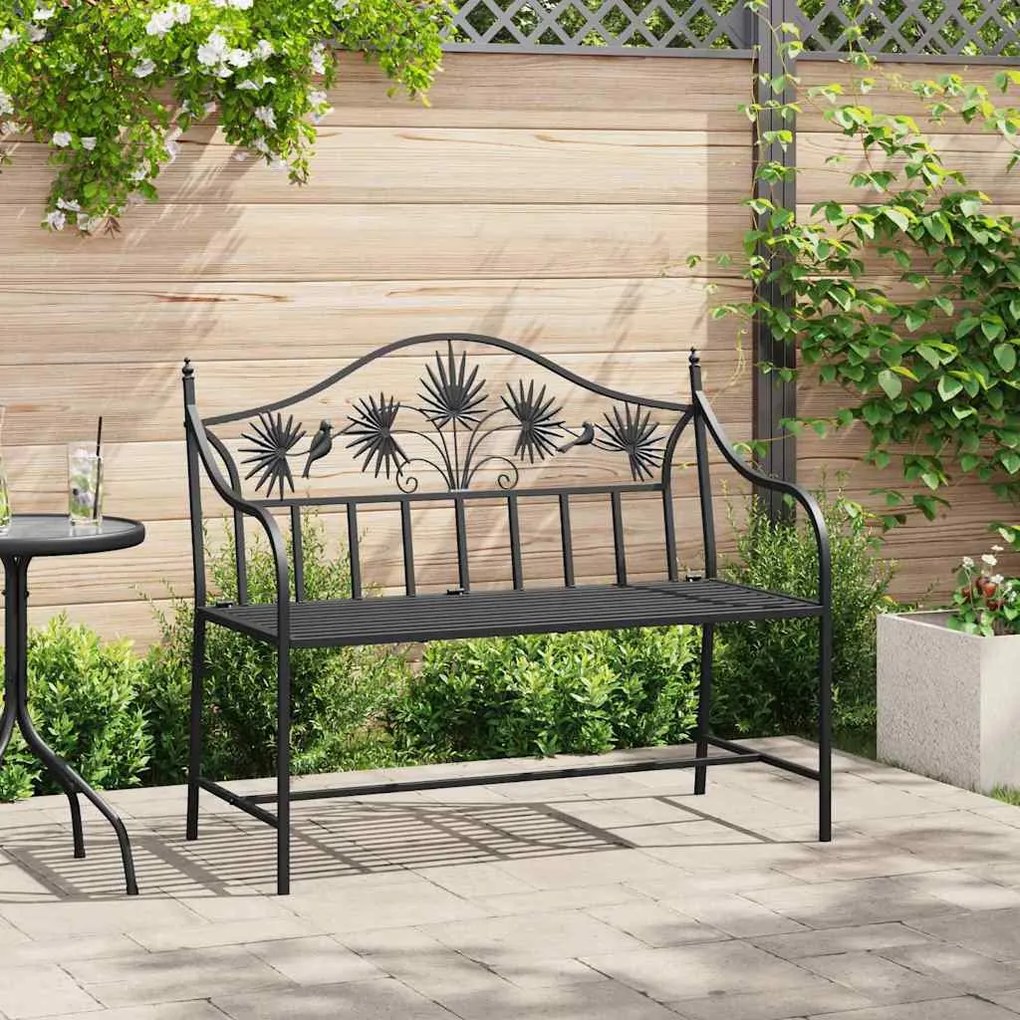 vidaXL Banco de jardim Preto 104 x 52,5 x 89 cm Aço
