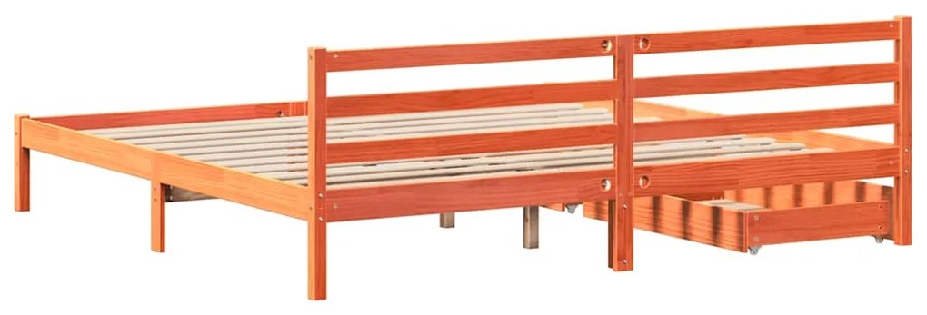 Cama sem colchão 200x200 cm pinho maciço castanho-mel