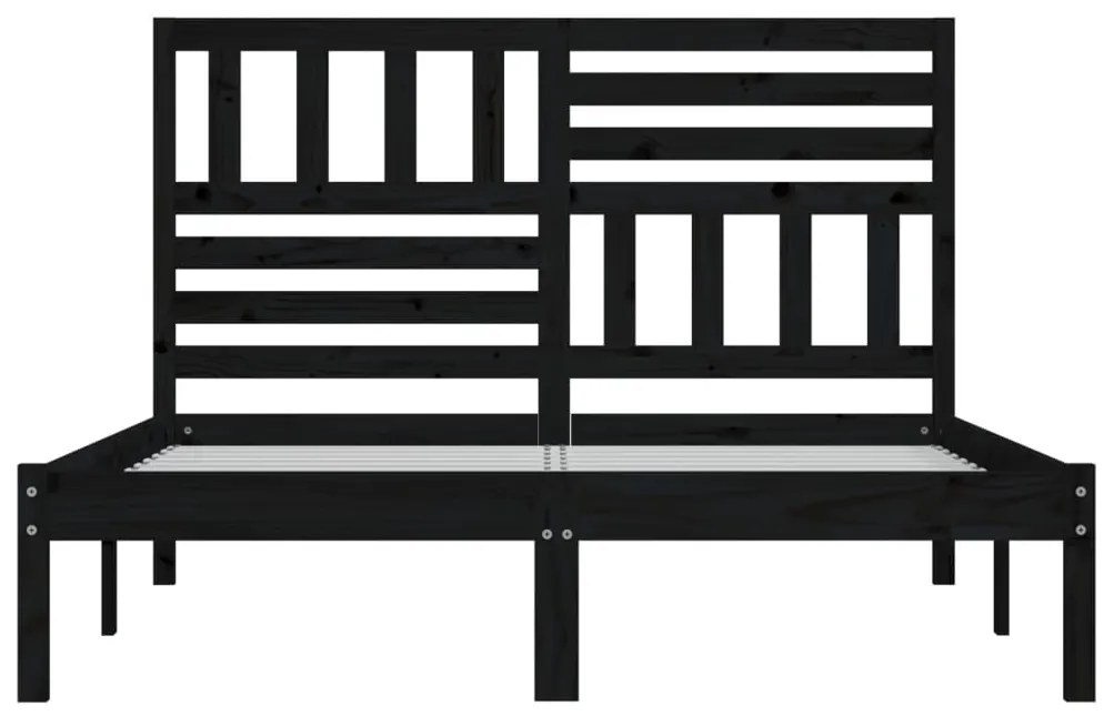 Estrutura de cama 140x190 cm madeira de pinho maciça preto