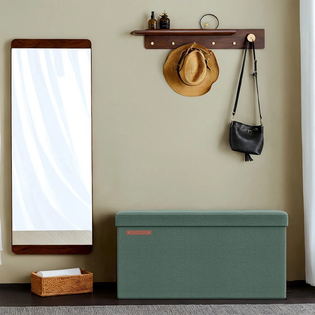 Banco com espaço de arrumação, banco-cama 38,1 x 76,1 x 38,1 cm Verde