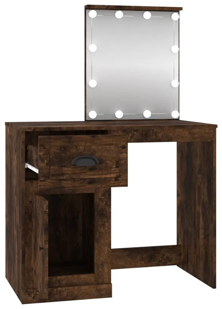 Toucador c/ LEDs 90x50x132,5 derivados madeira carvalho fumado