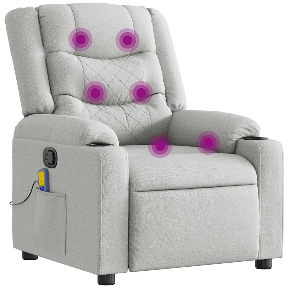 Cadeira de massagem reclinável tecido cinzento