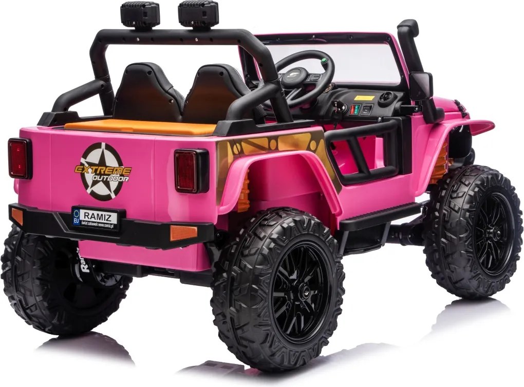Jipe elétrico para Crianças 24V 4x4 Jeep Monster Rodas de espuma EVA, assento Couro ecológico Rosa