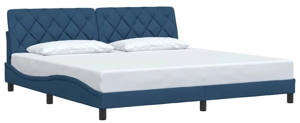 Estrutura de cama sem colchão 200x200 cm tecido azul