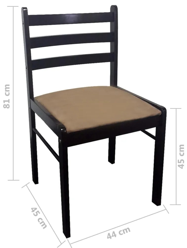 Cadeiras de jantar 4 pcs seringueira maciça e veludo castanho