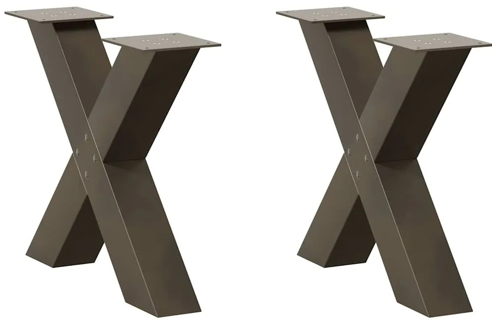 Pés para mesa de centro em formato de X, 2 peças, aço natural, 60x (42