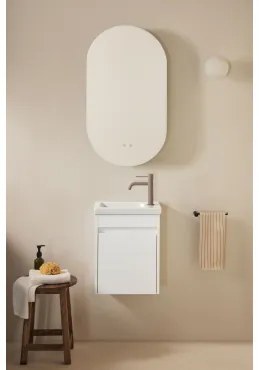 Conjunto De Móvel De Casa De Banho Suspenso Em Madeira Com Lavatório Integrado Narek Branco & Ovalado Com Armazenamento Preto 50x90 Cm - Sklum