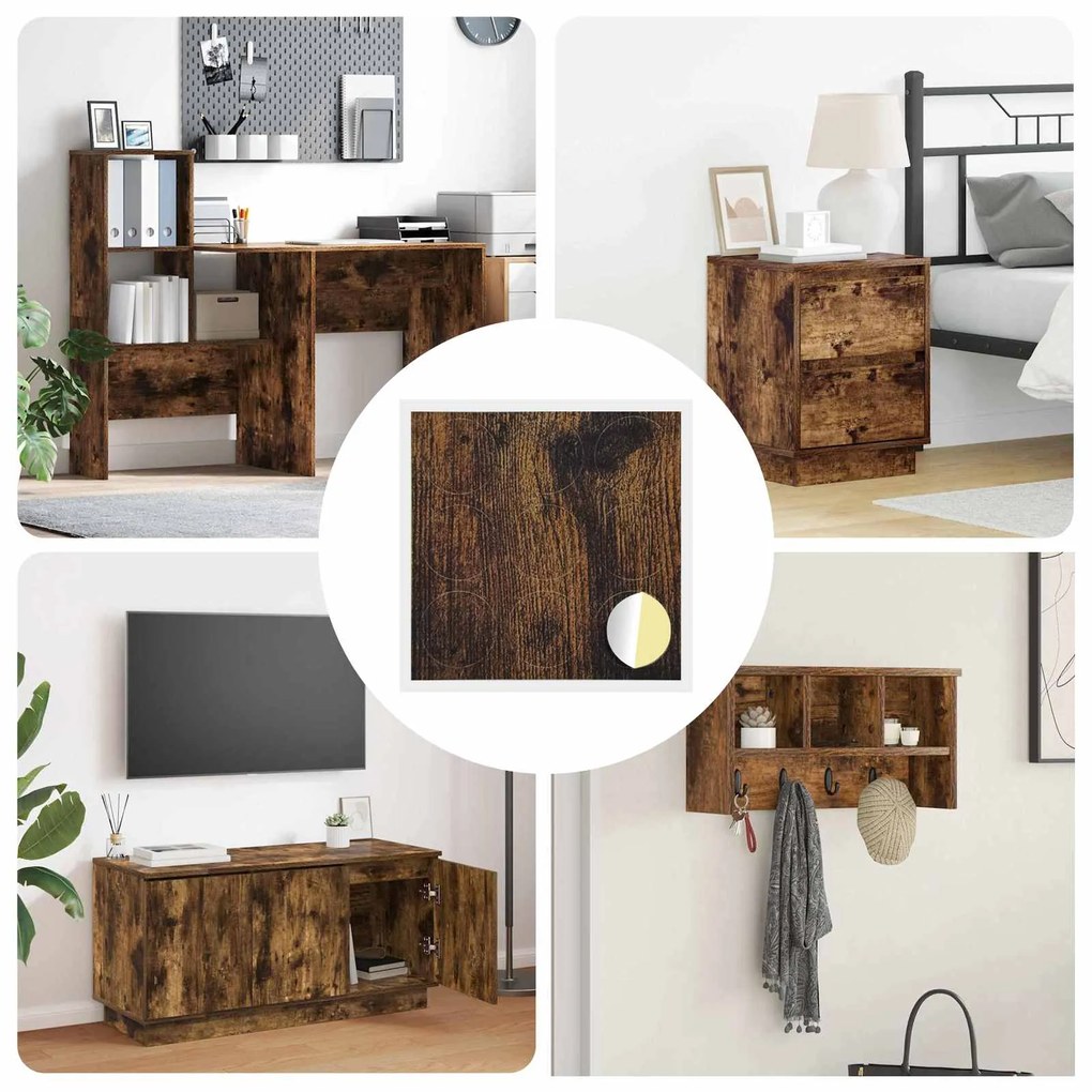 vidaXL Capa de Parafuso Autoadesiva 12 pcs Carvalho Defumado