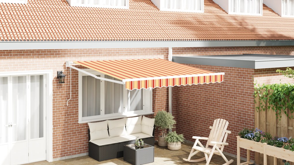 vidaXL Toldo Retrátil Automático Amarelo e Laranja 350x250 cm