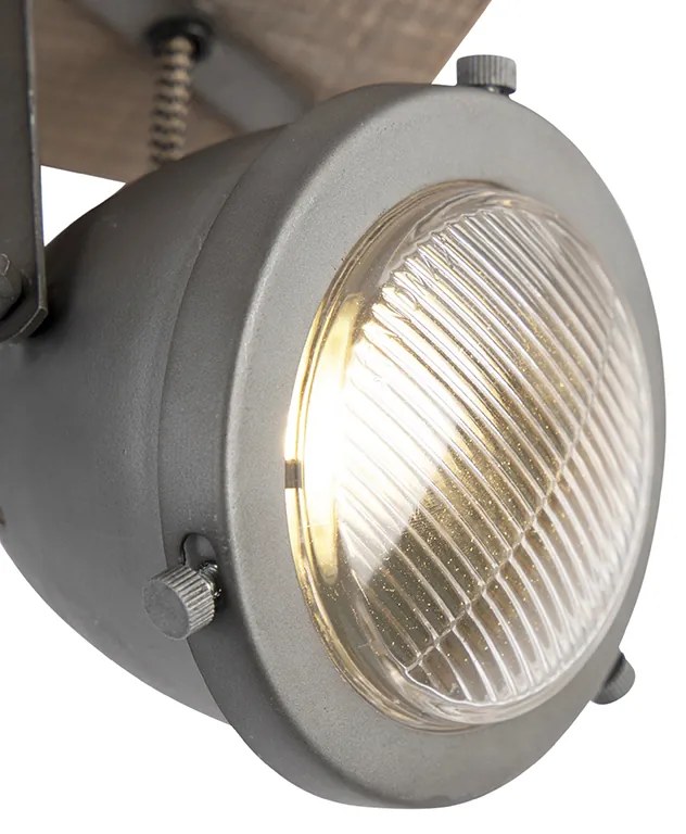 LED Foco Inteligente Aço com Madeira Inclinável incl. 3 WiFi GU10 - Emado Industrial