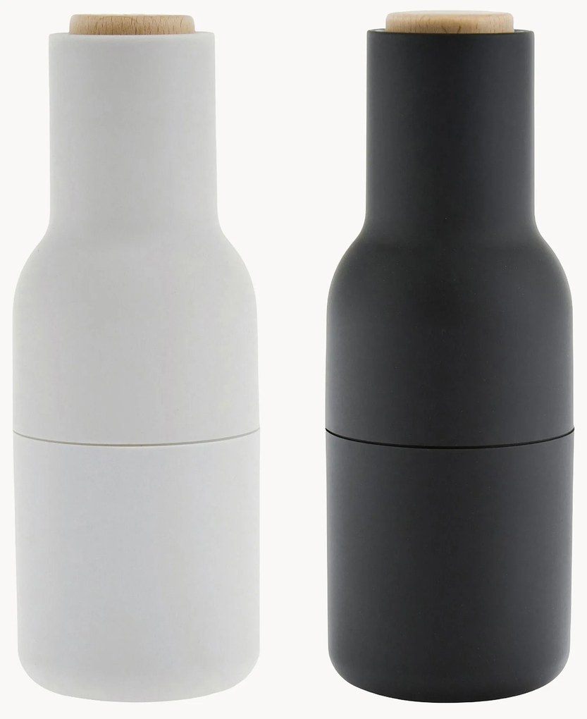 Saleiro e pimenteiro de designer com tampa em madeira de faia Bottle Grinder, 2 uni.