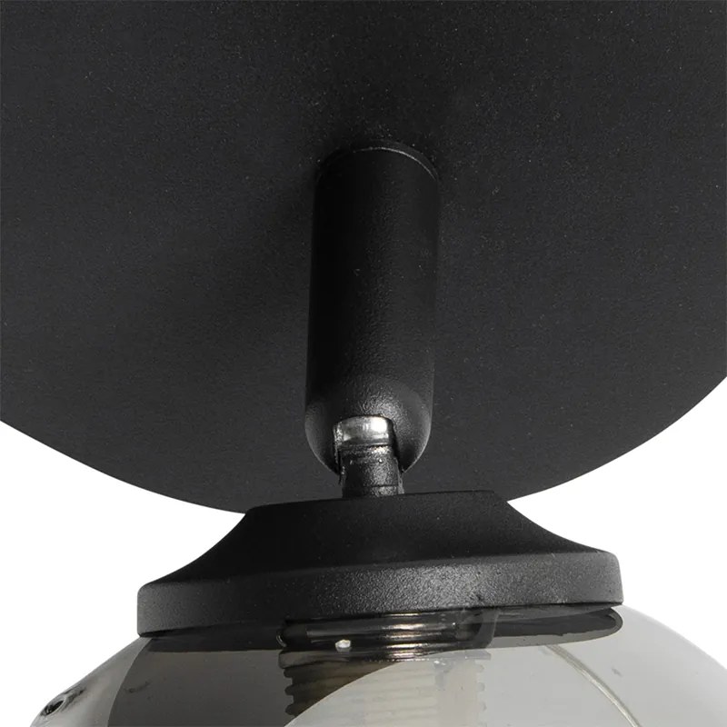 Foco moderno preto com vidro fumê 2 luzes - Athens