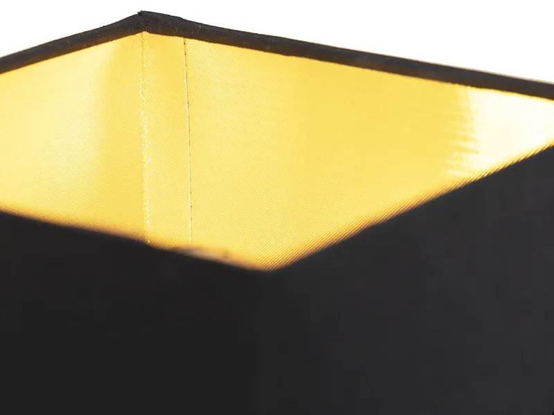 Candeeiro de parede moderno preto com USB e abajur quadrado preto - Zeno