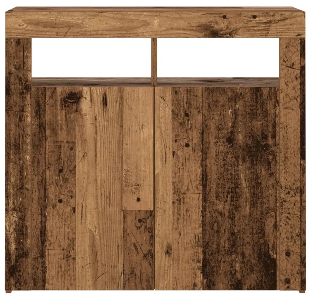 Aparador c/ luzes LED 80x35x75 cm deriv. madeira madeira velha