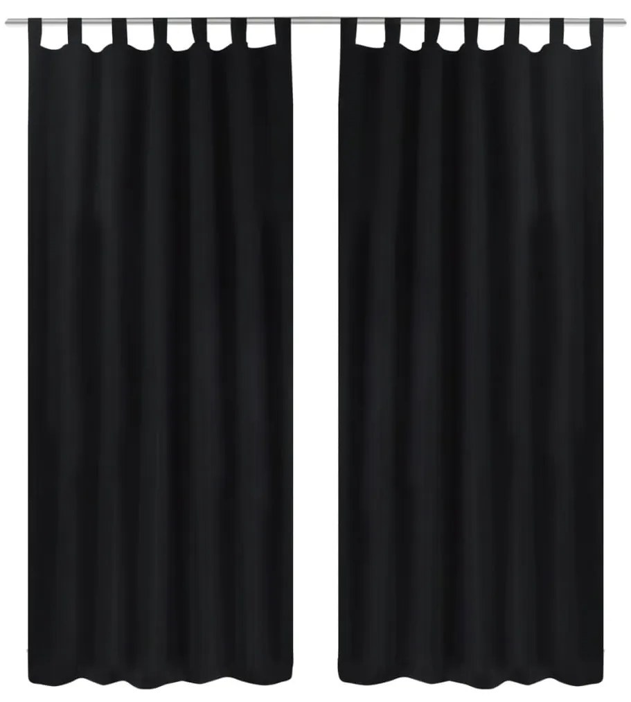 Cortinas de cetim com laços, 2 pcs, preto 140 x 175 cm