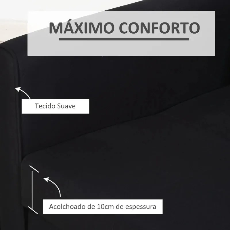 Sofá Cama "Lumis" com Armazenamento Oculto - Preto - 152x101x81 cm - A