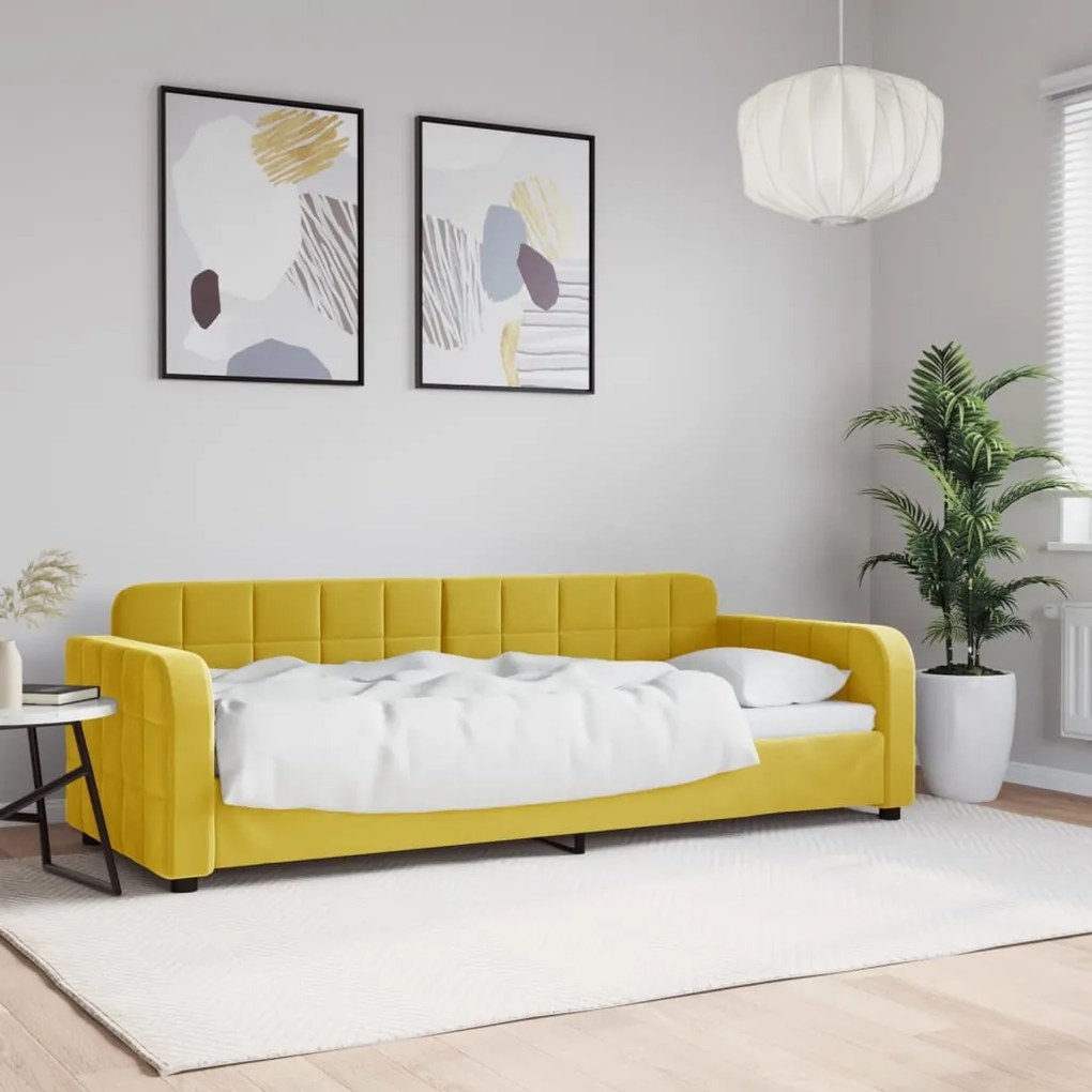 354056 vidaXL Sofá-cama 80x200 cm veludo amarelo
