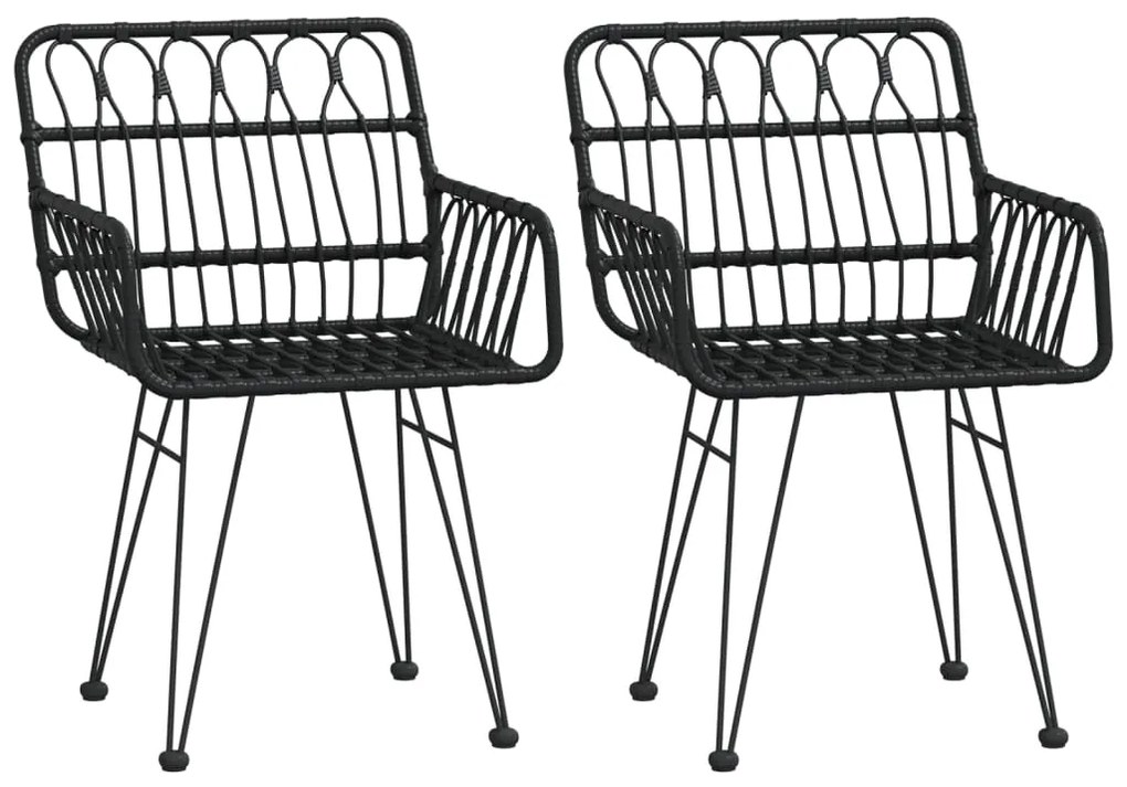 3 pcs conjunto de jantar para jardim vime PE preto