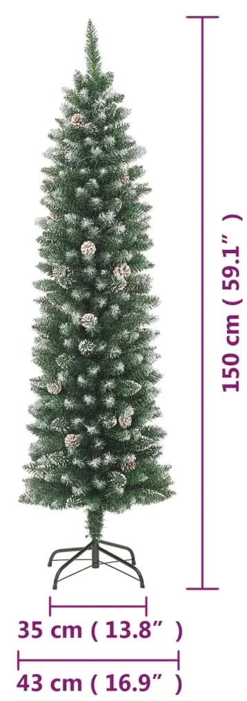 Árvore de Natal artificial fina com suporte PVC 150 cm