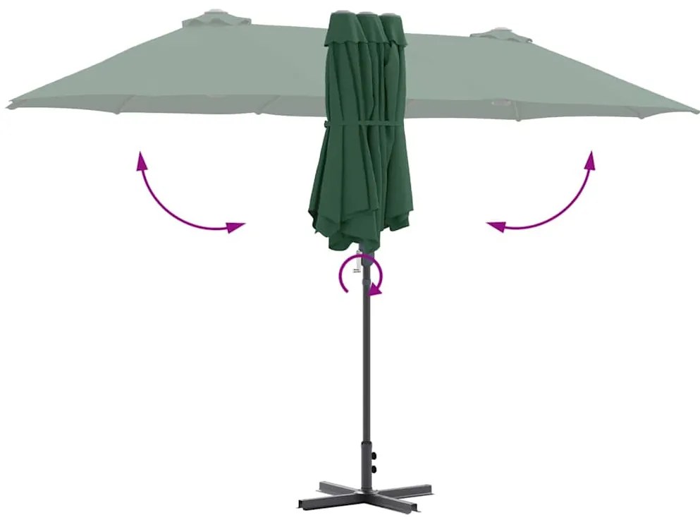 Guarda-sol de Jardim Verde 380 x 196 x 235 cm