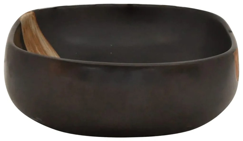 Lavatório de bancada oval 59x40x14 cm cerâmica preto
