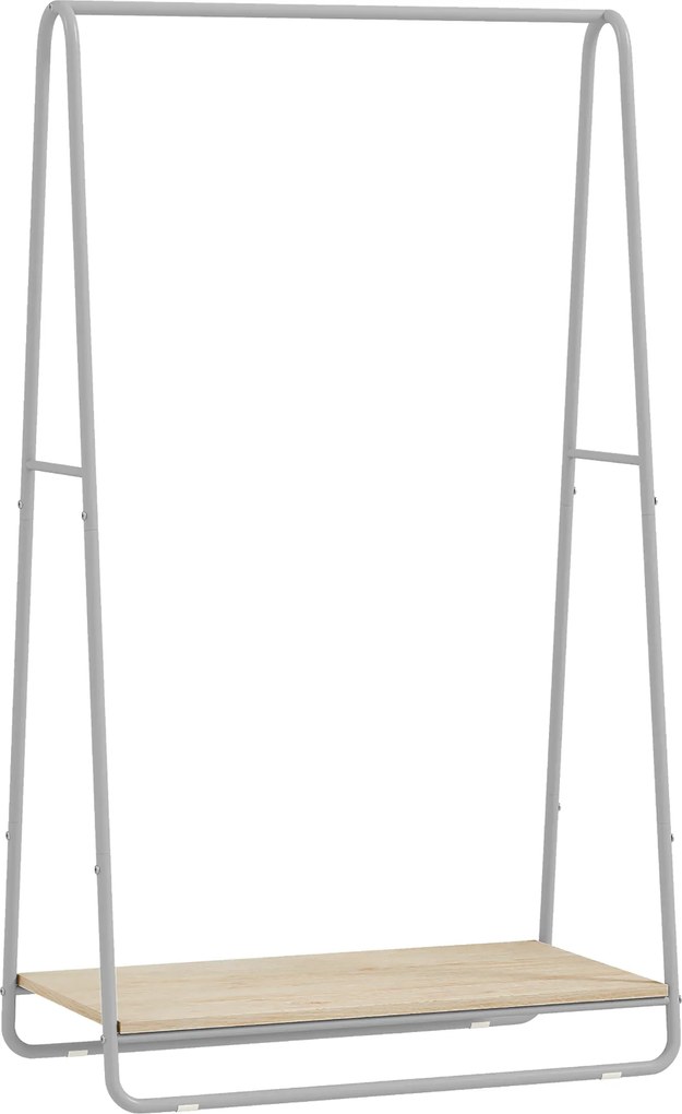 Charriot com Prateleira para Sapatos Barras Superior e Laterais Estrutura de Metal 80x44x140 cm Madeira e Cinza