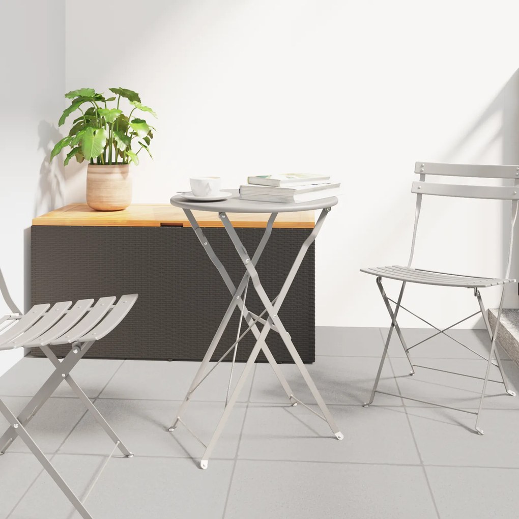 vidaXL Mesa Bistro Dobrável Bege Ø50x71 cm Aço revestido a pó