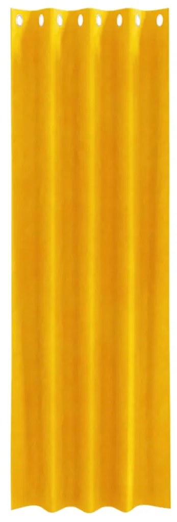 Cortinas Blackout vidaXL com Ilhós 2 pcs Amarelo Mostarda Veludo