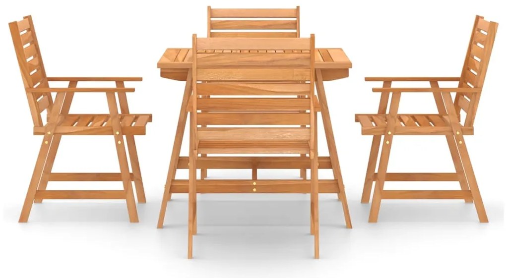 5 pcs conjunto de jantar para jardim madeira de acácia maciça