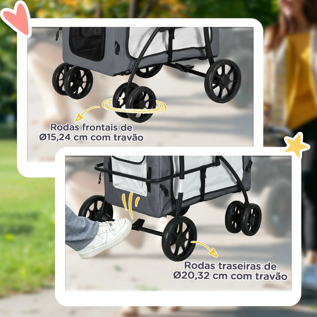 PawHut Carrinho para Animais de Estimação Carrinho para Cães Dobrável