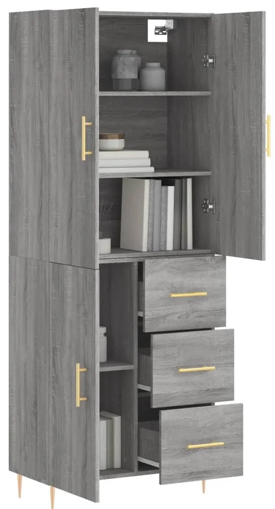 Armário alto 69,5x34x180 cm derivados de madeira sonoma cinza