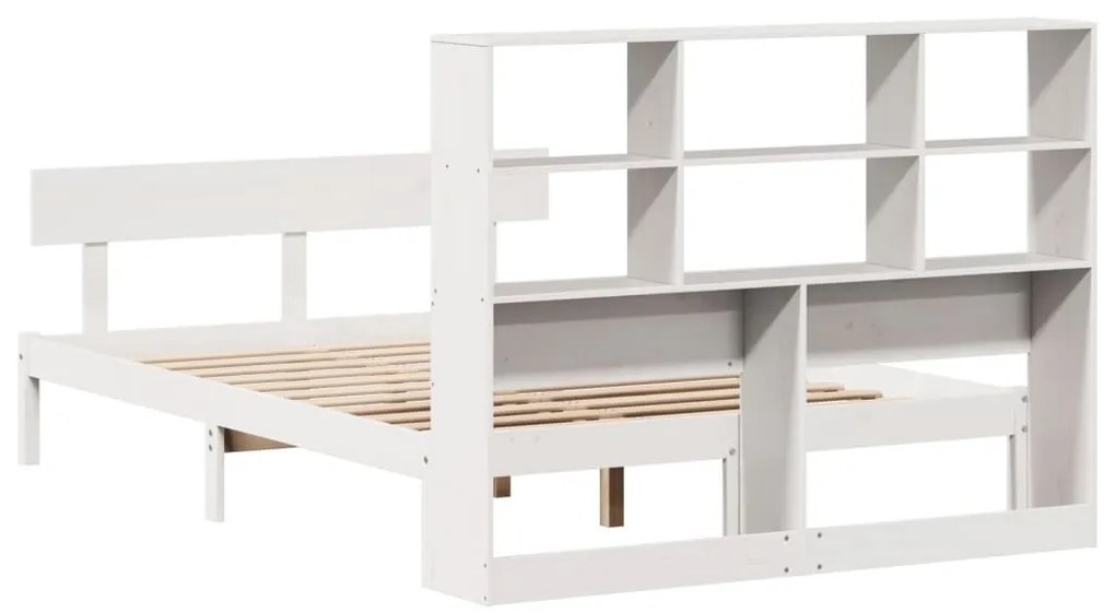 Cama com estante sem colchão 160x200 cm pinho maciço branco